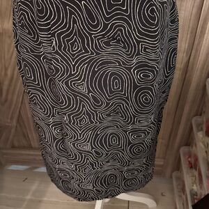 Mixit Black and White Abstract Midi Skirt